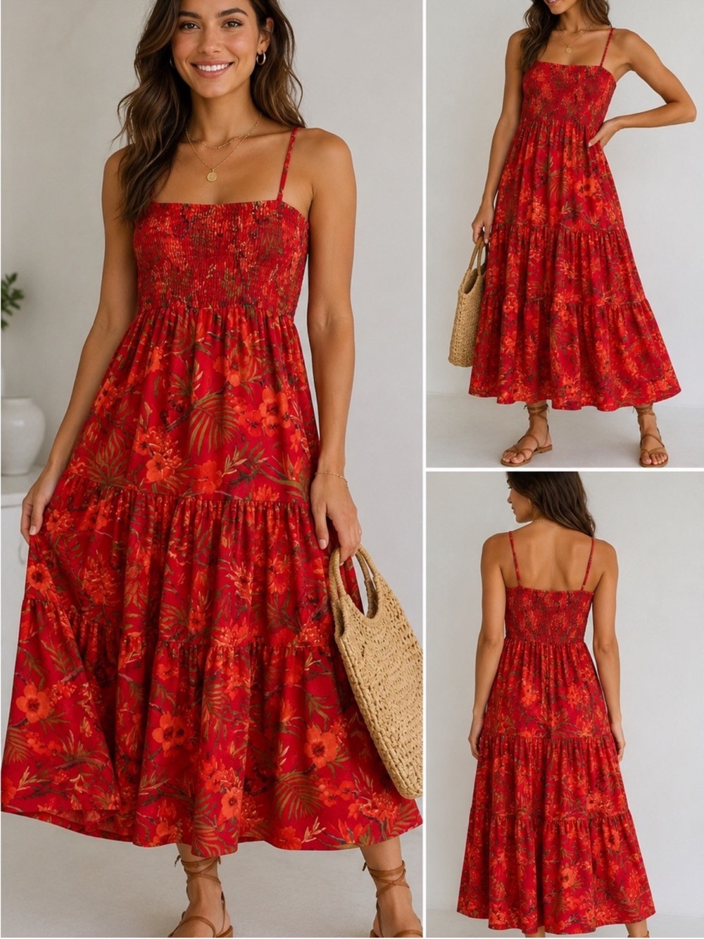 Christian Lacroix Red Floral Dress